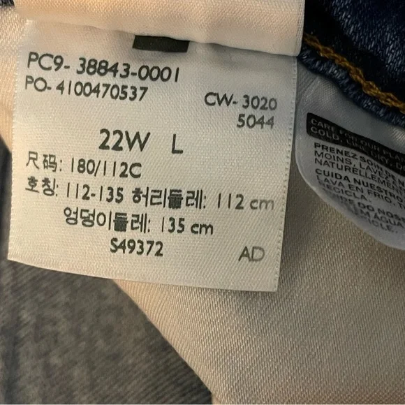 Levi’s Ribcage Straight Ankle Jeans 22W Long Button Fly - Picture 9 of 11